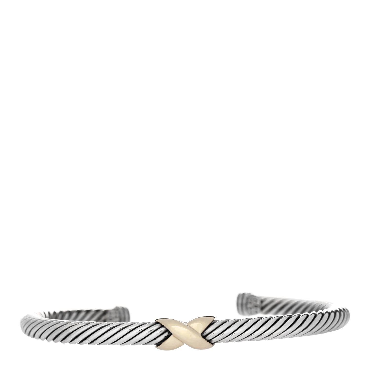 David Yurman Sterling Silver 14K Yellow Gold 5mm X Station Cable Bracelet 1 of 3