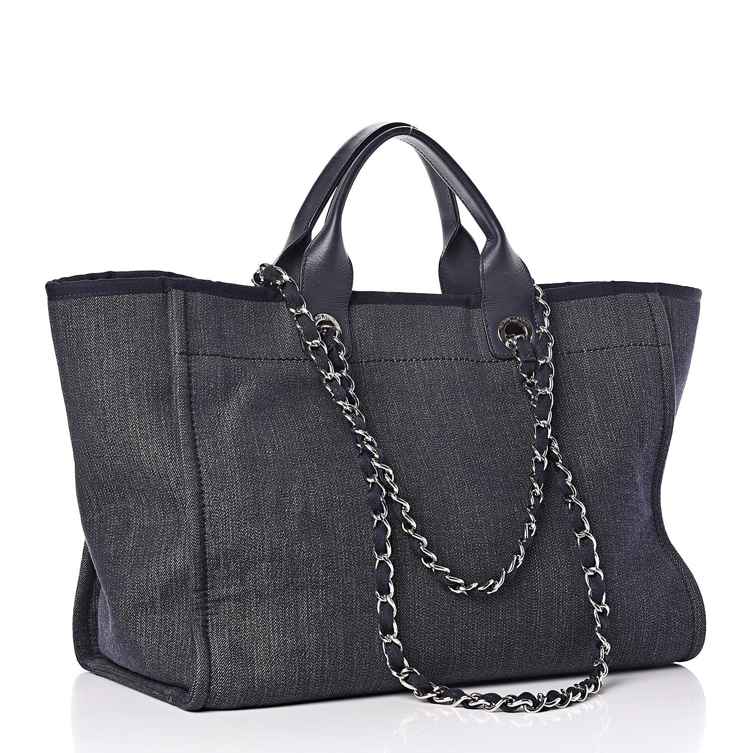 Chanel Denim Large Deauville Tote Dark Blue 3 of 11