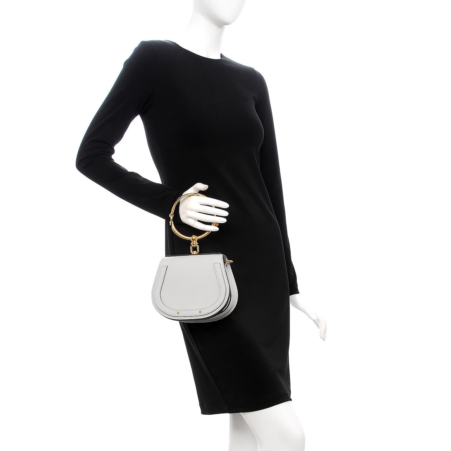 Chloe Calfskin Suede Small Nile Bracelet Bag Airy Grey 3 of 9
