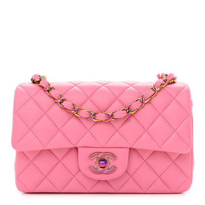 Chanel Lambskin Quilted Mini Rectangular Flap Pink Yellow 1 of 11