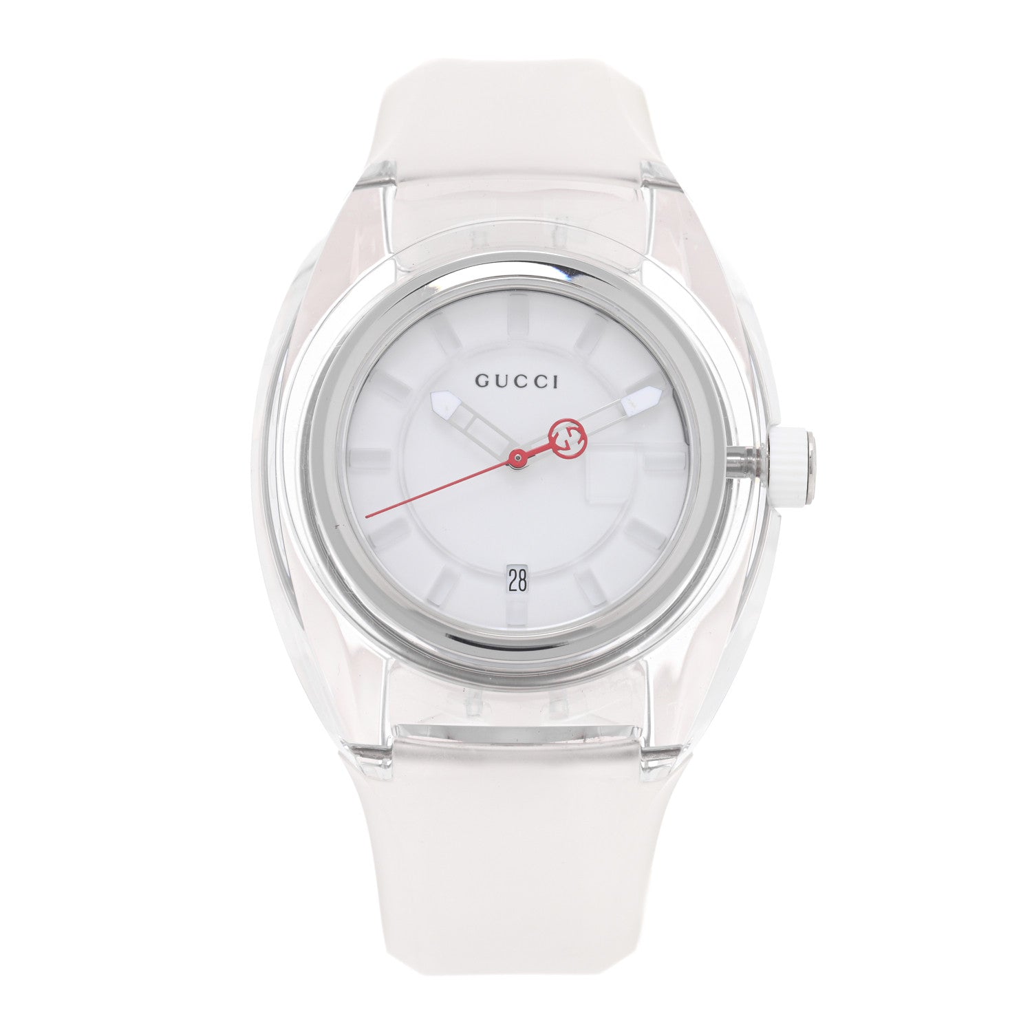 Gucci Stainless Steel Rubber 46mm Sync Web Quartz Watch White 1 of 4