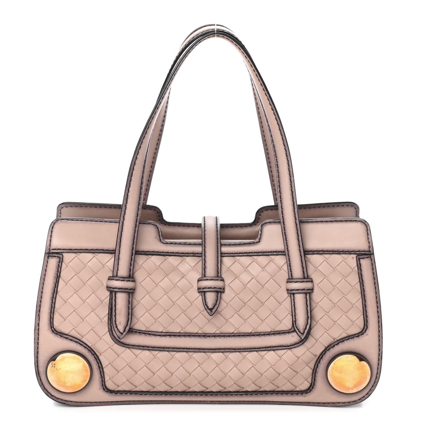 Bottega Veneta Nappa Intrecciato Double Handle Tote Brown Black 1 of 10