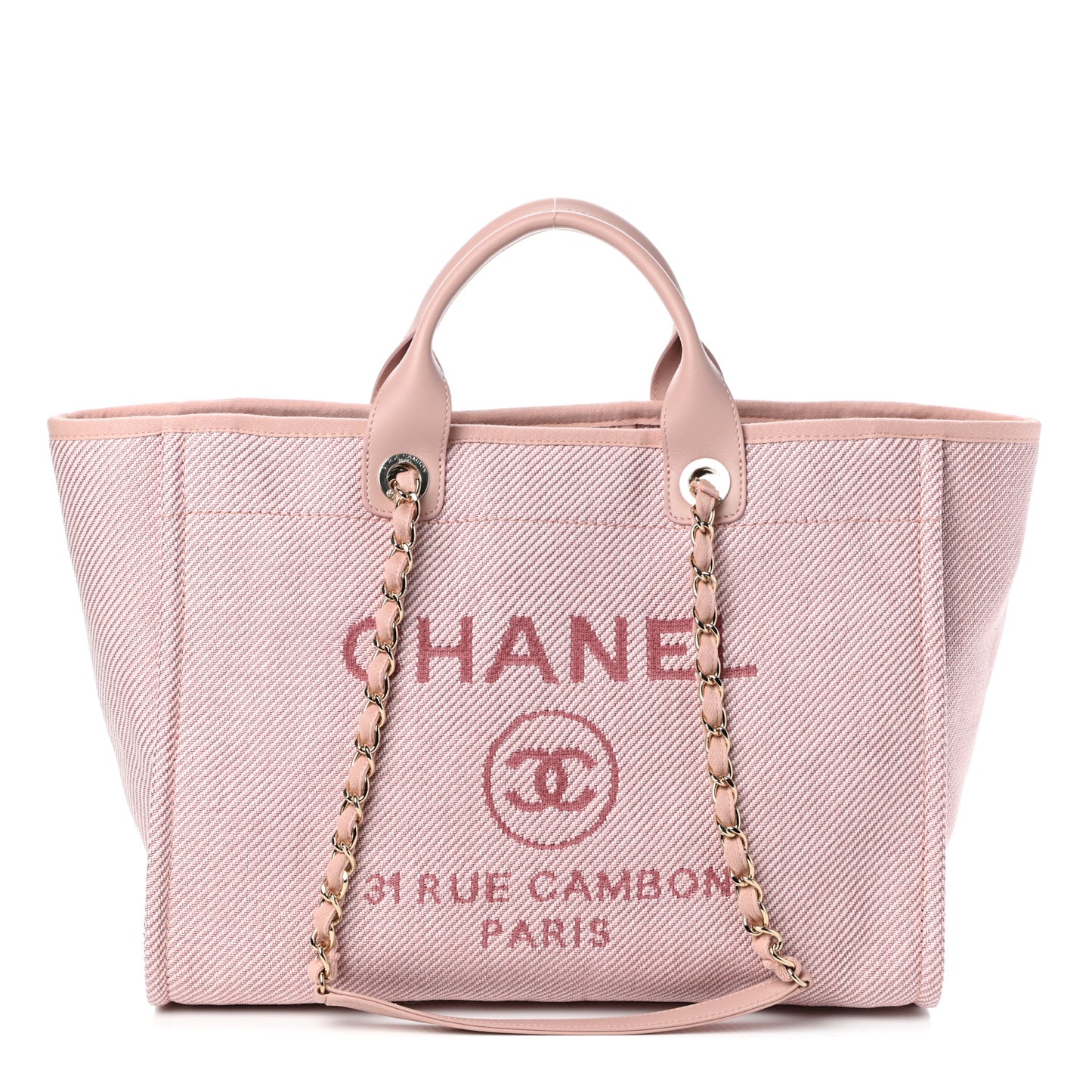 Mixed Fibers Calfskin Medium Deauville Tote Pink
