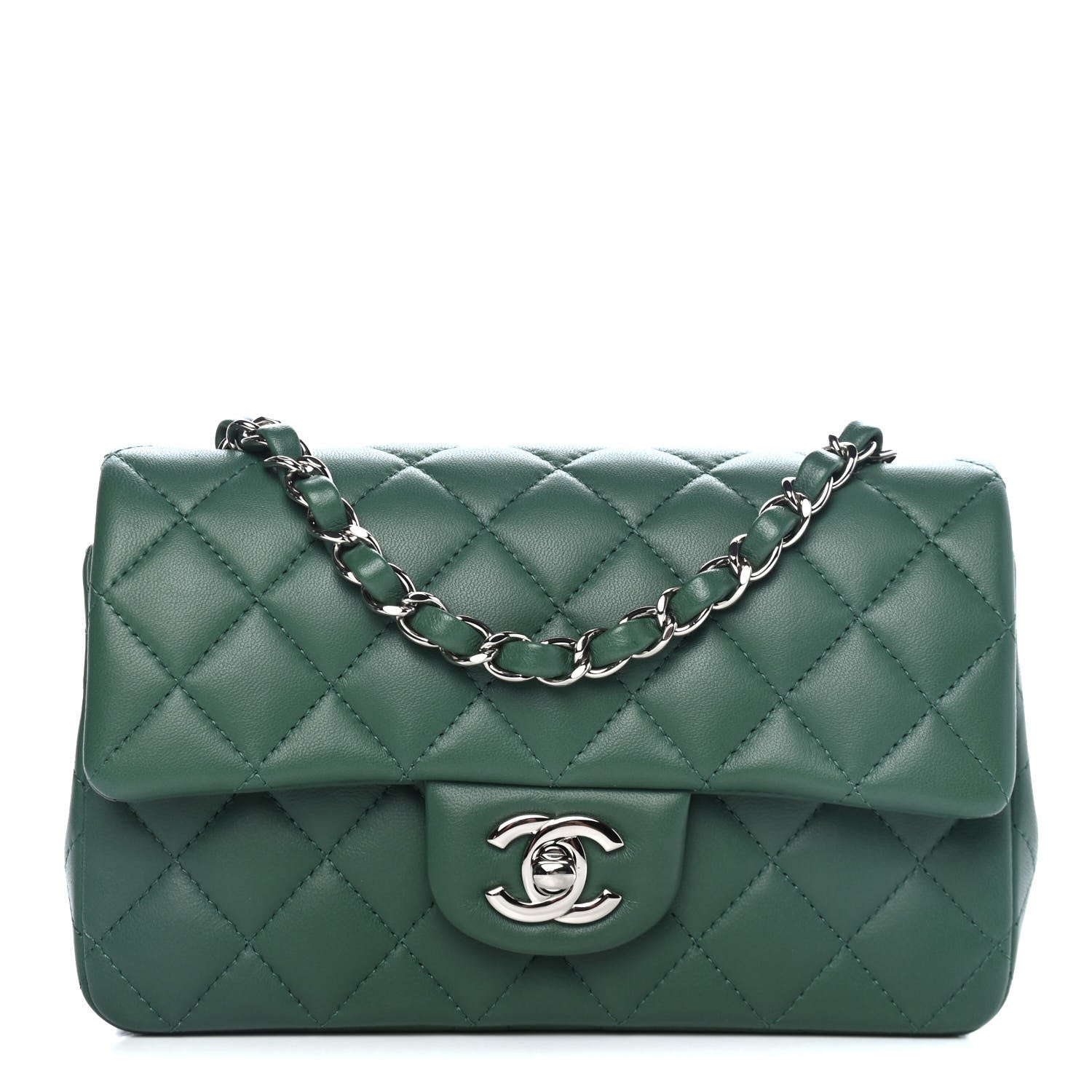 Chanel Lambskin Quilted Mini Rectangular Flap Green 1 of 4