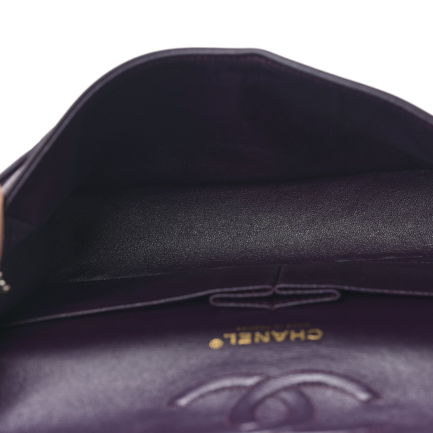 Lambskin Quilted Medium Double Flap Dark Purple