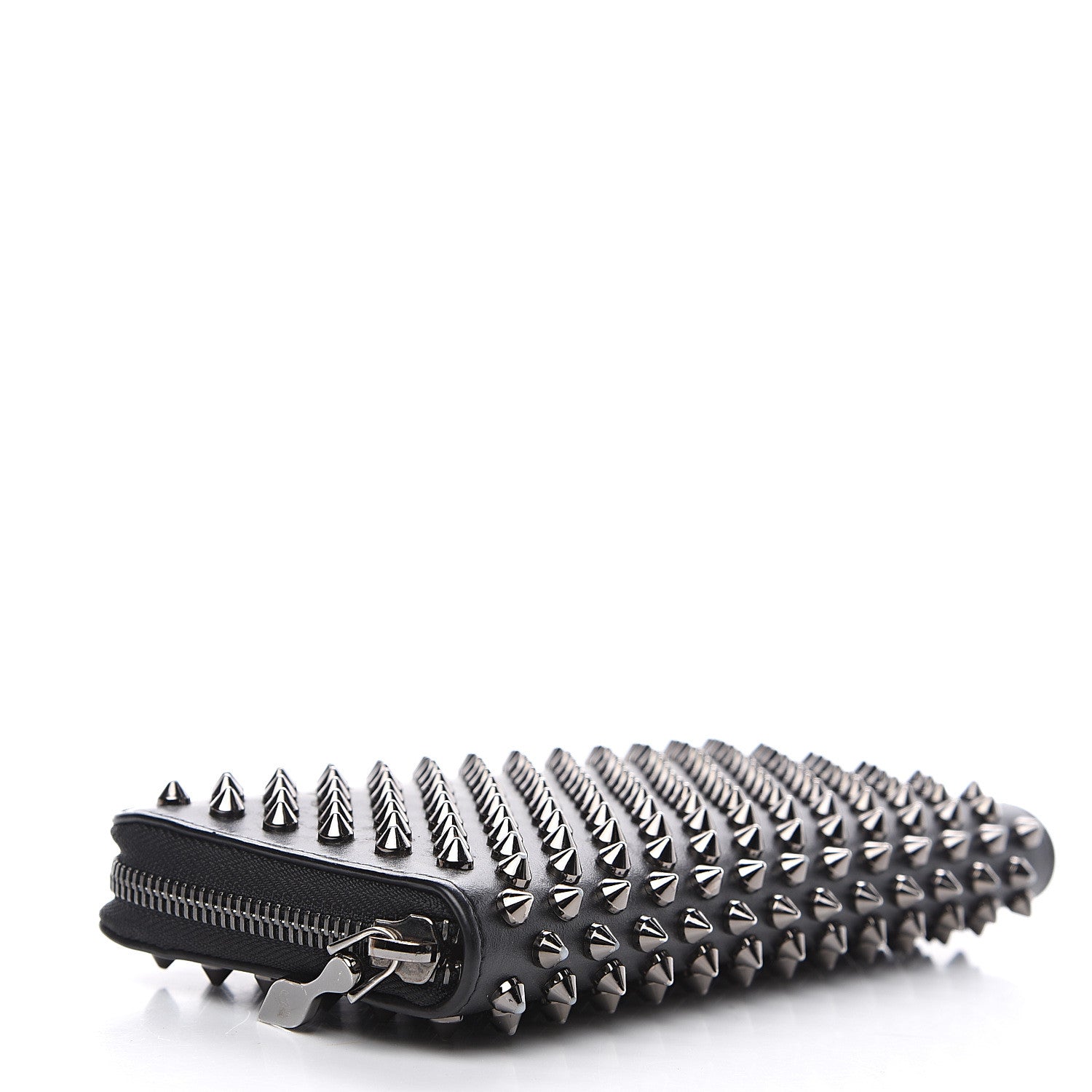 Christian Louboutin Calfskin Panettone Spiked Zip Around Wallet Black 3 of 9