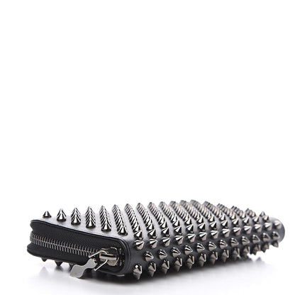 Christian Louboutin Calfskin Panettone Spiked Zip Around Wallet Black 3 of 9