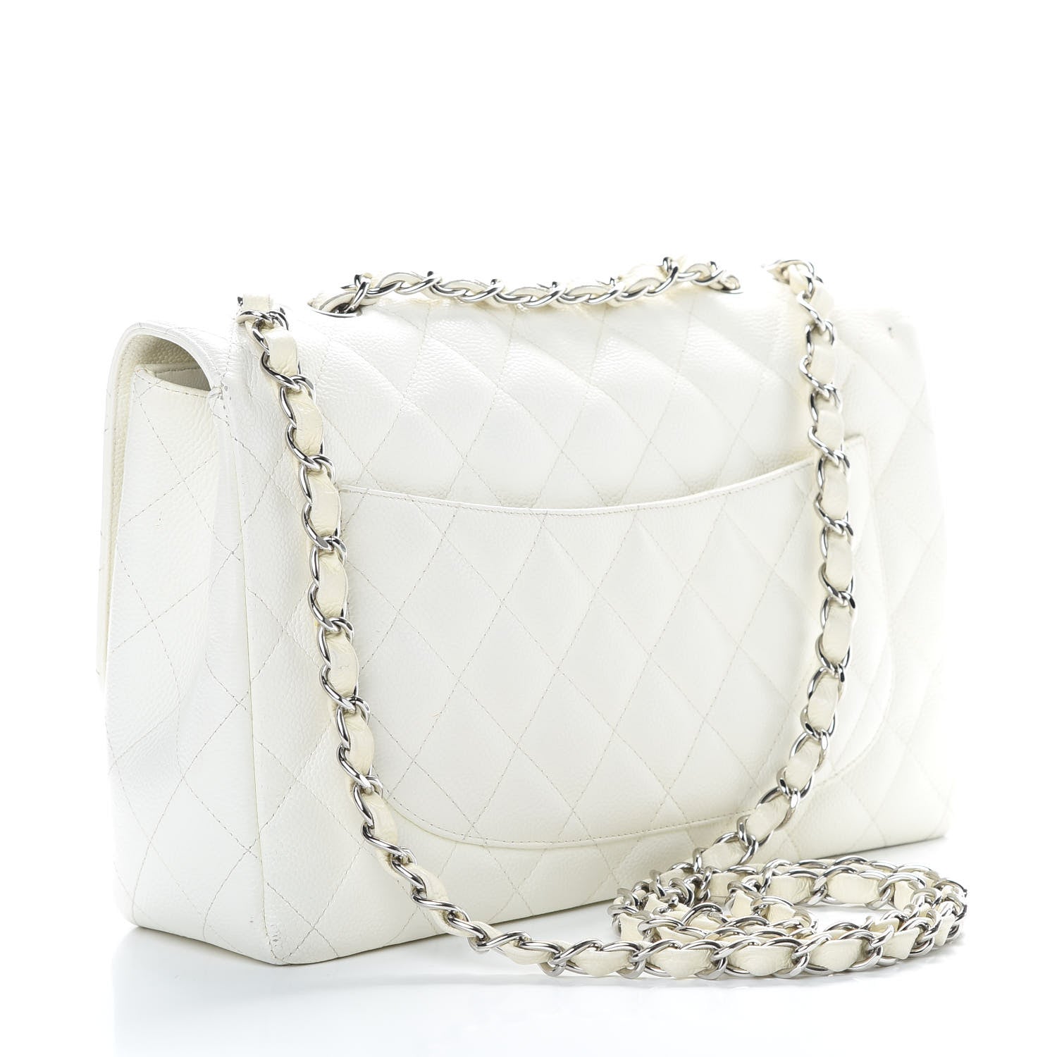 Chanel Caviar Quilted Jumbo Single Flap White 4 of 16