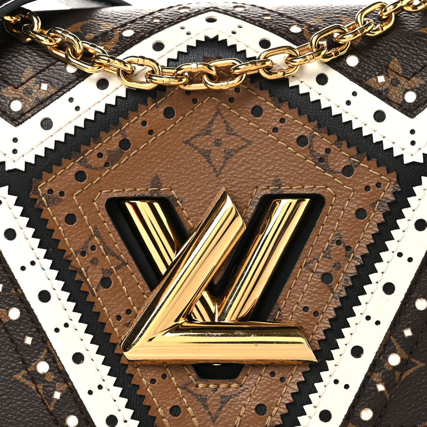 Veau Satin Monogram Twist Shoulder Bag MM Black