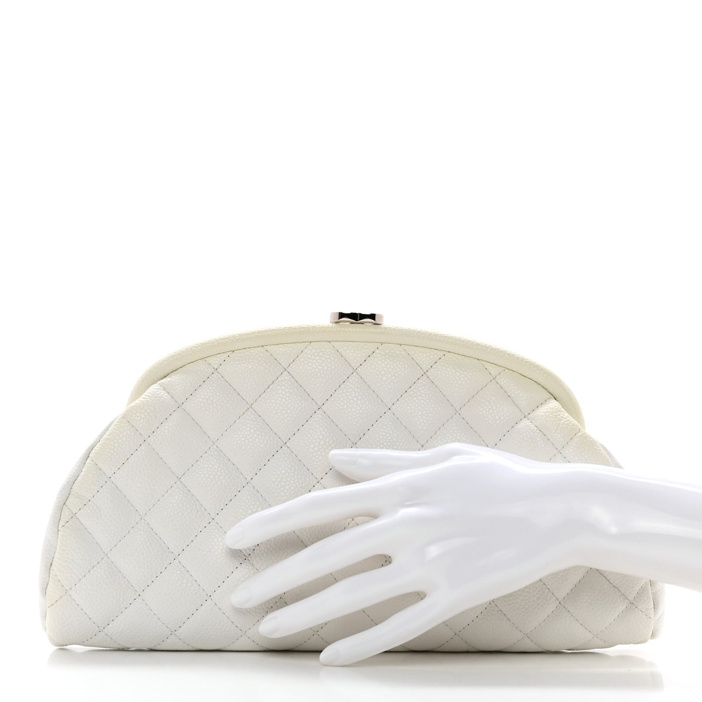 Caviar Quilted Timeless Clutch White