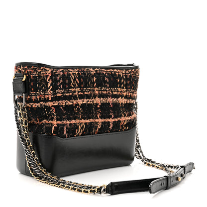 Chanel Tweed Calfskin Medium Gabrielle Hobo Black Brown 3 of 10