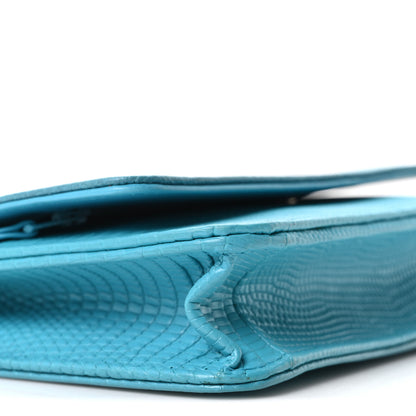 Chanel Lizard Wallet on Chain WOC Turquoise 9 of 10