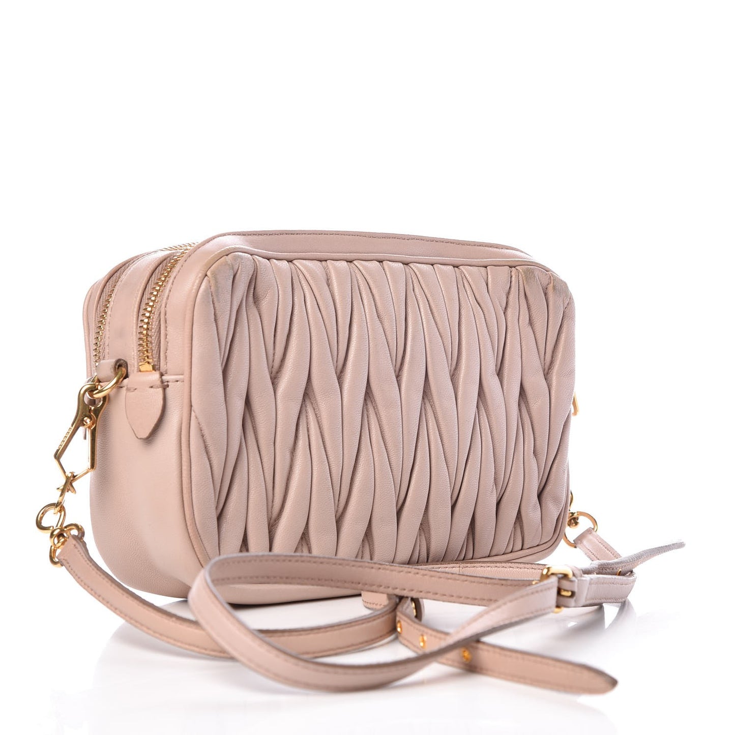 Nappa Matelasse Double Zip Chain Shoulder Bag Cammeo
