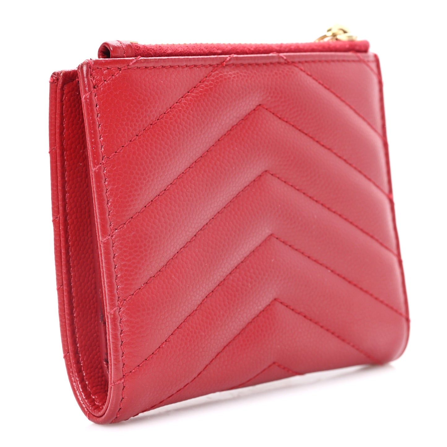 Grain De Poudre Matelasse Chevron Monogram Zipped Card Case Rouge Eros