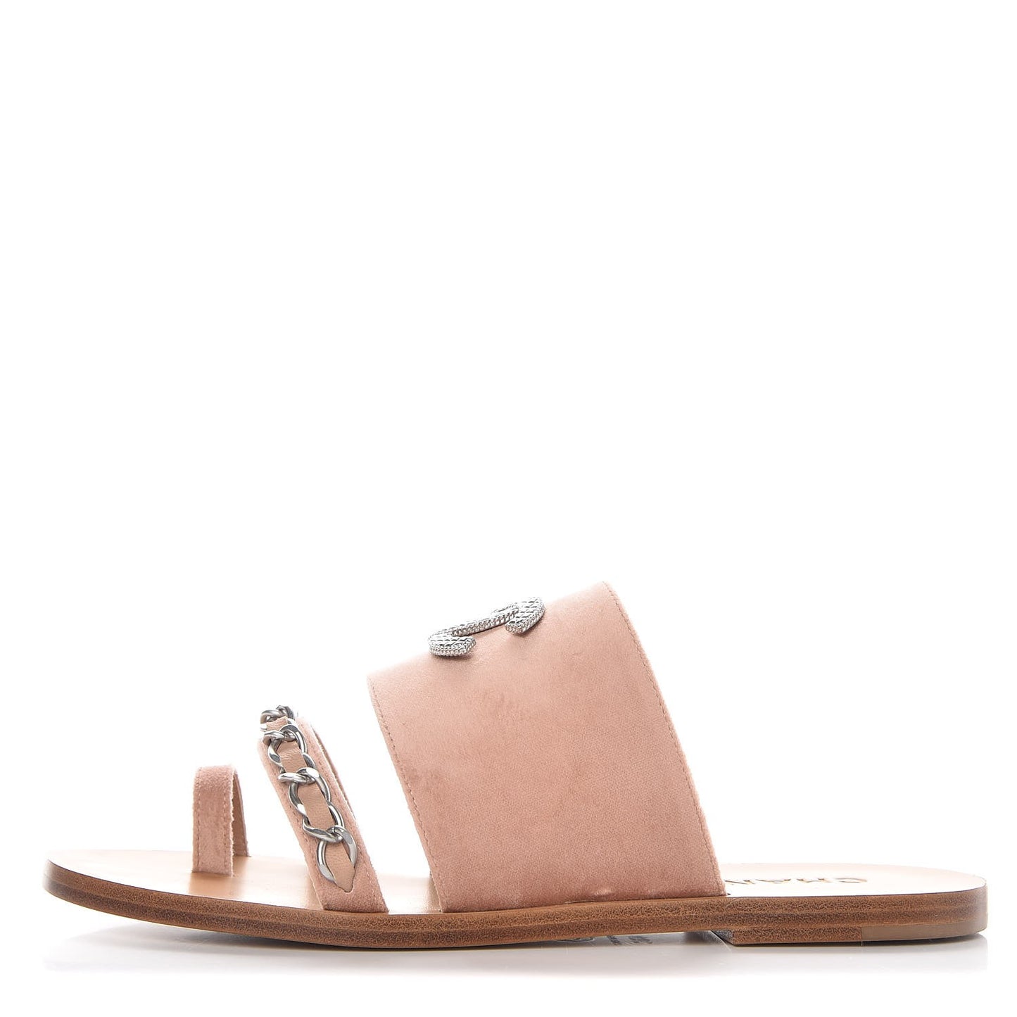 Velvet Chain Mule Sandals 40 Pink