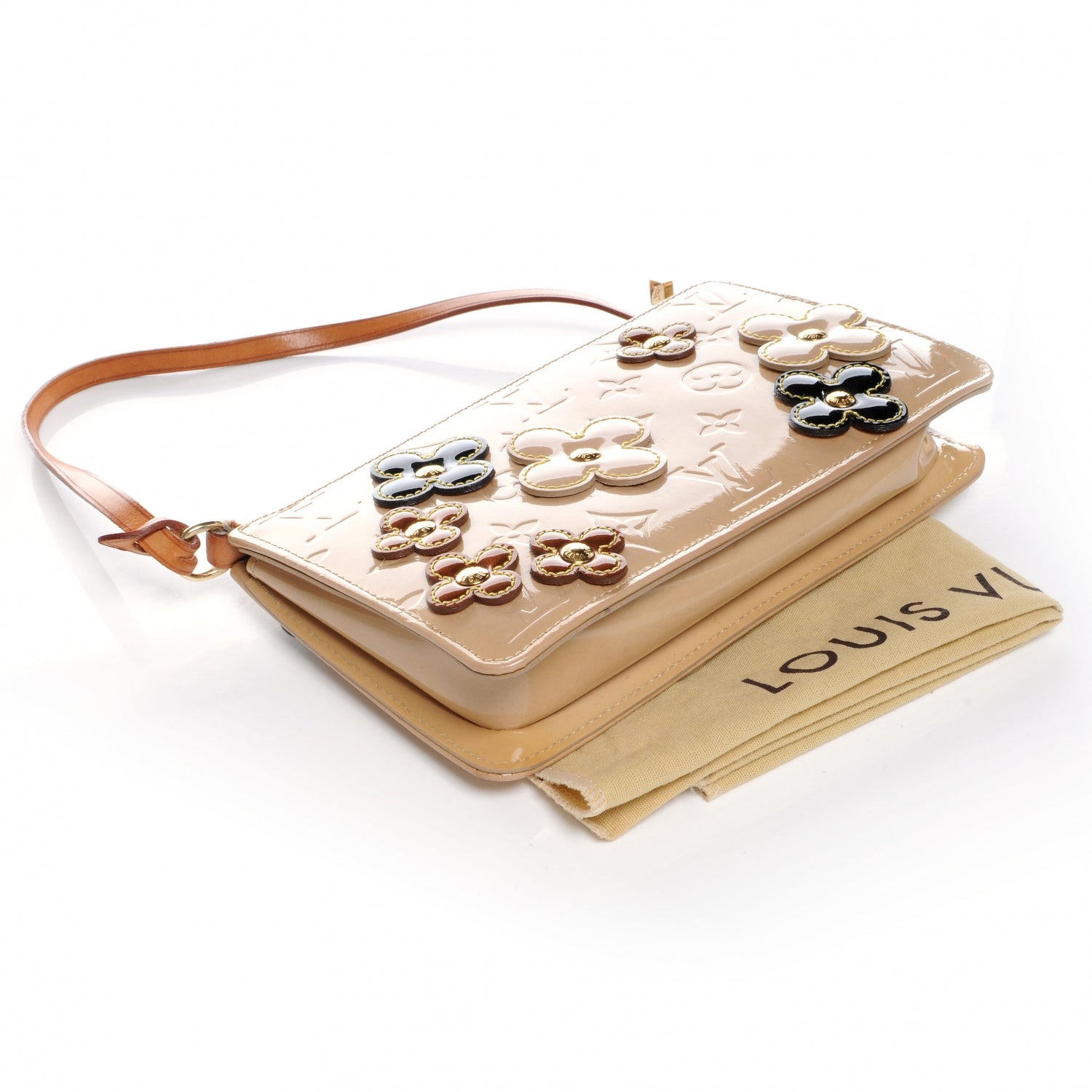 Louis Vuitton Vernis Lexington Fleurs Pochette Beige 4 of 7