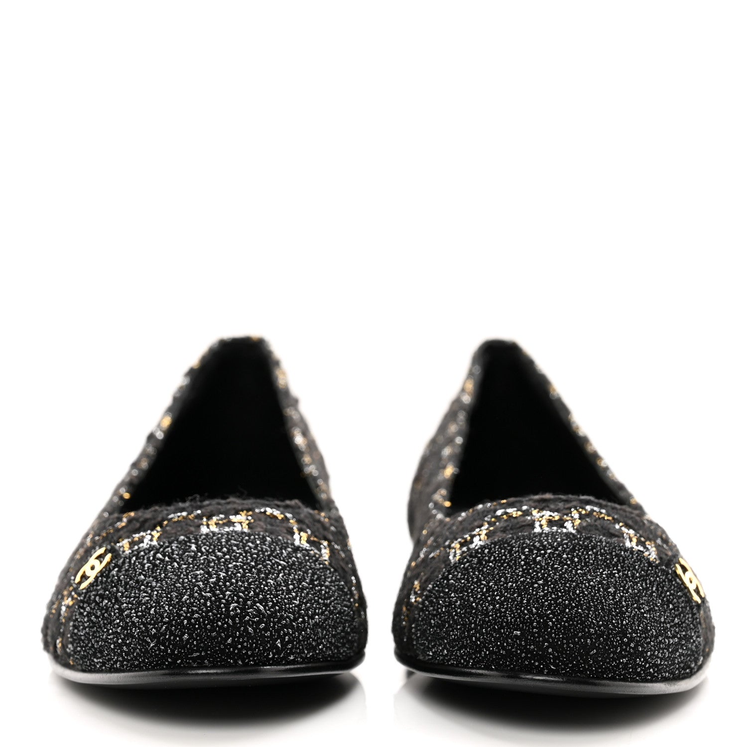 Chanel Tweed Cap Toe Ballerina Flats 36 Black 2 of 9