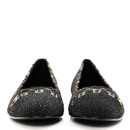 Chanel Tweed Cap Toe Ballerina Flats 36 Black 2 of 9