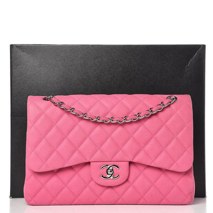 Chanel Iridescent Caviar Quilted Jumbo Double Flap Pink 29 of 29