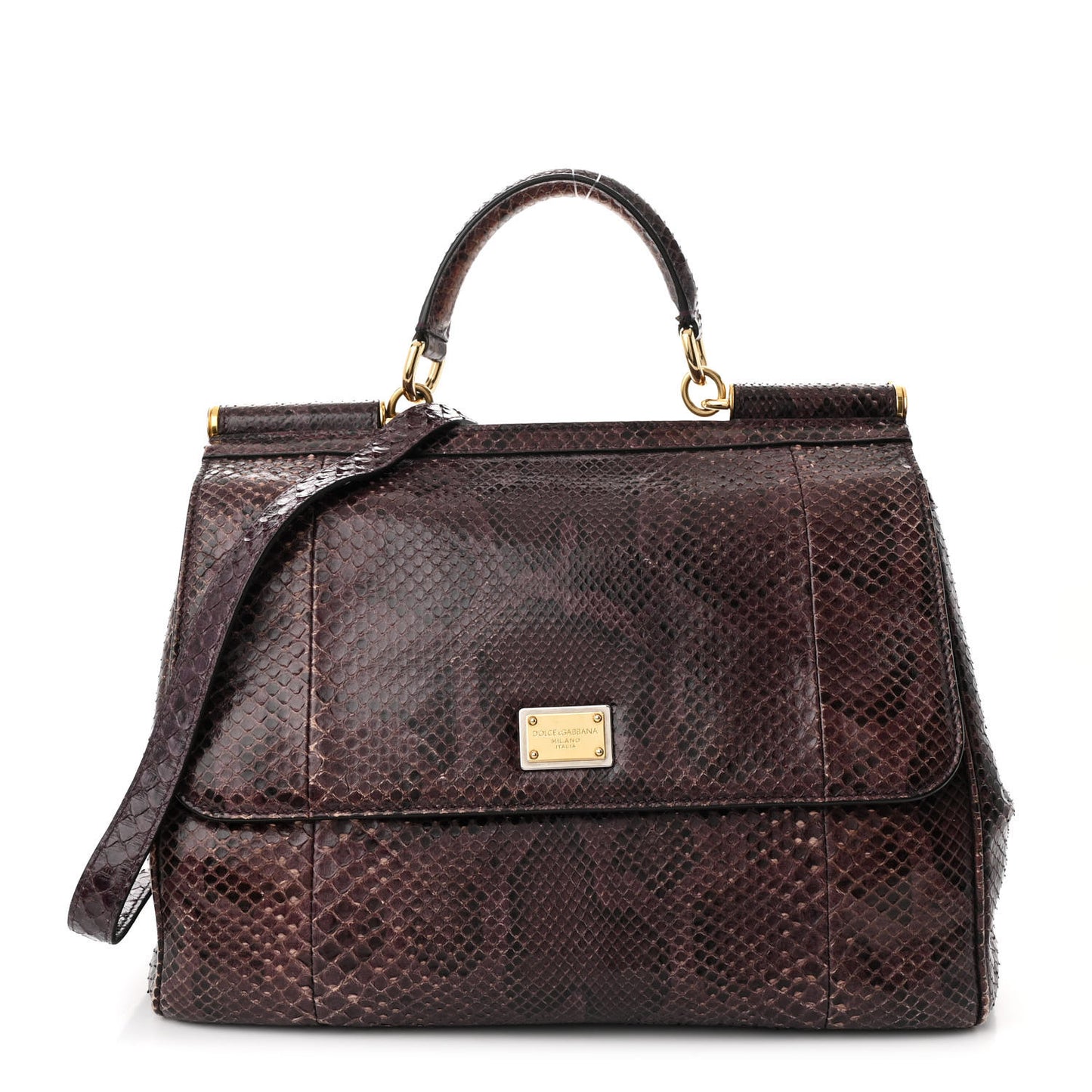 Snakeskin Large Miss Sicily Satchel Purple
