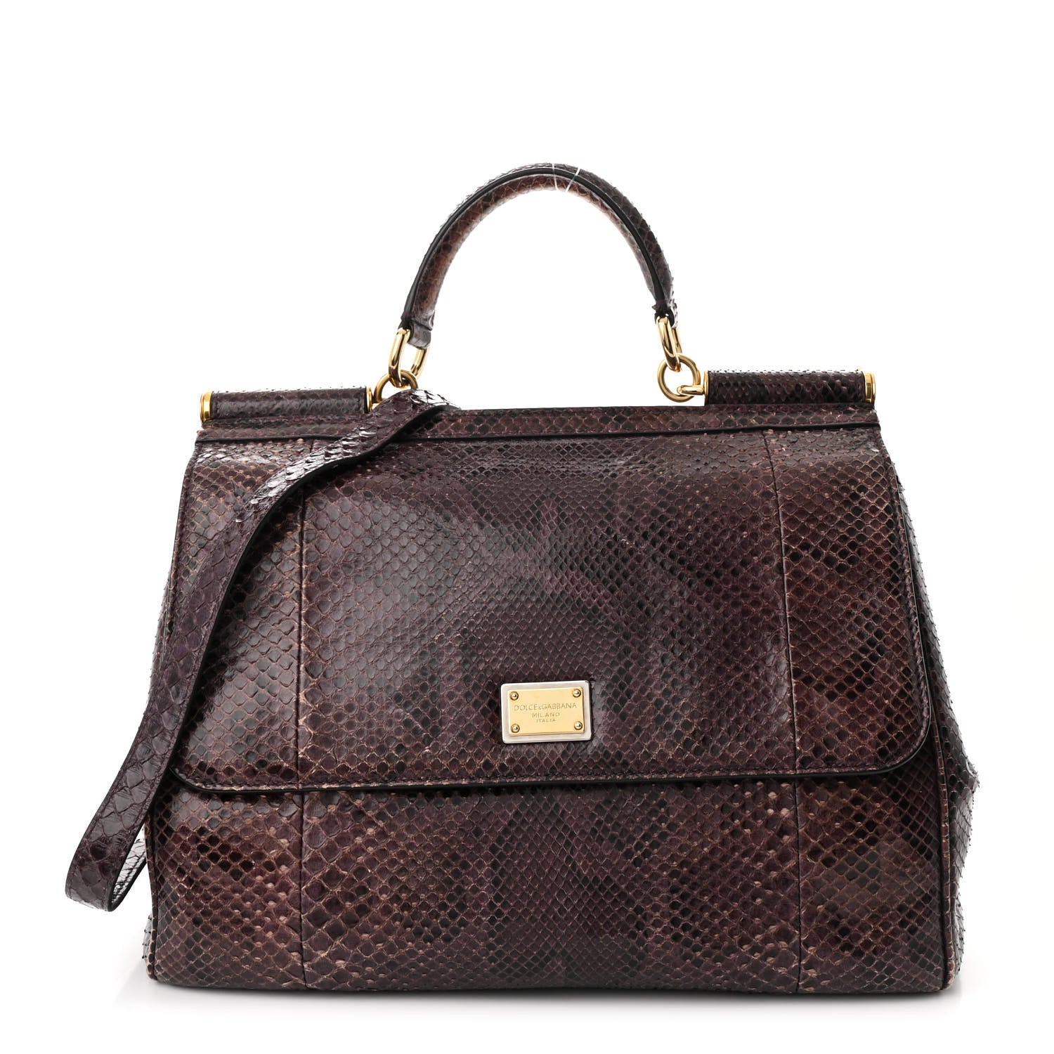 Dolce & Gabbana Snakeskin Large Miss Sicily Satchel Purple 1 of 12