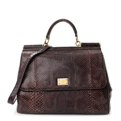 Dolce & Gabbana Snakeskin Large Miss Sicily Satchel Purple 1 of 12