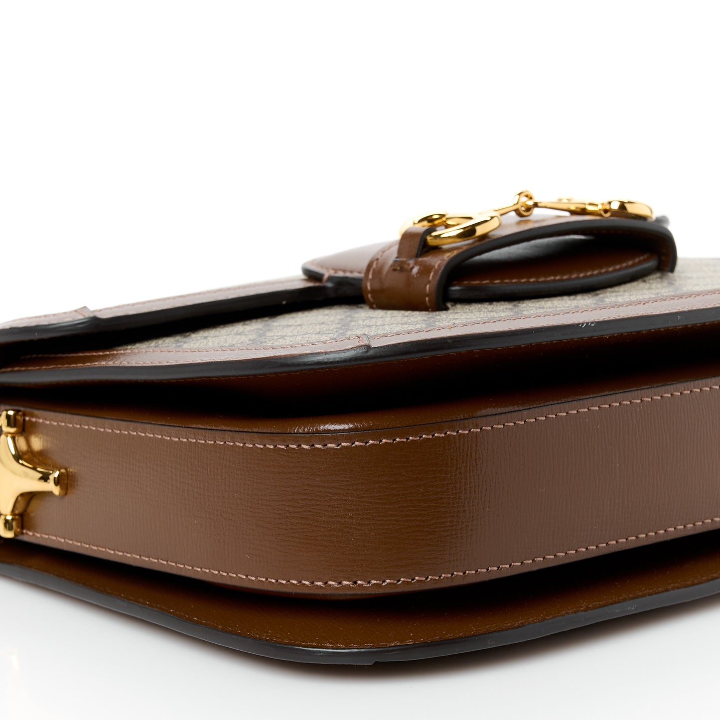 GG Supreme Monogram Horsebit 1955 Shoulder Bag Beige Brown Sugar