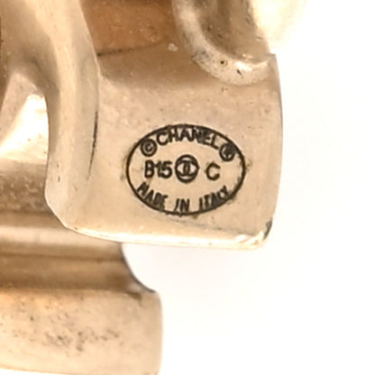 Chanel Metal Lambskin CC Turnlock Chain Hoop Earrings Matte Gold 4 of 5