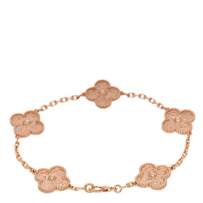 Van Cleef & Arpels 18K Rose Gold 5 Motifs Vintage Alhambra Bracelet 2 of 4