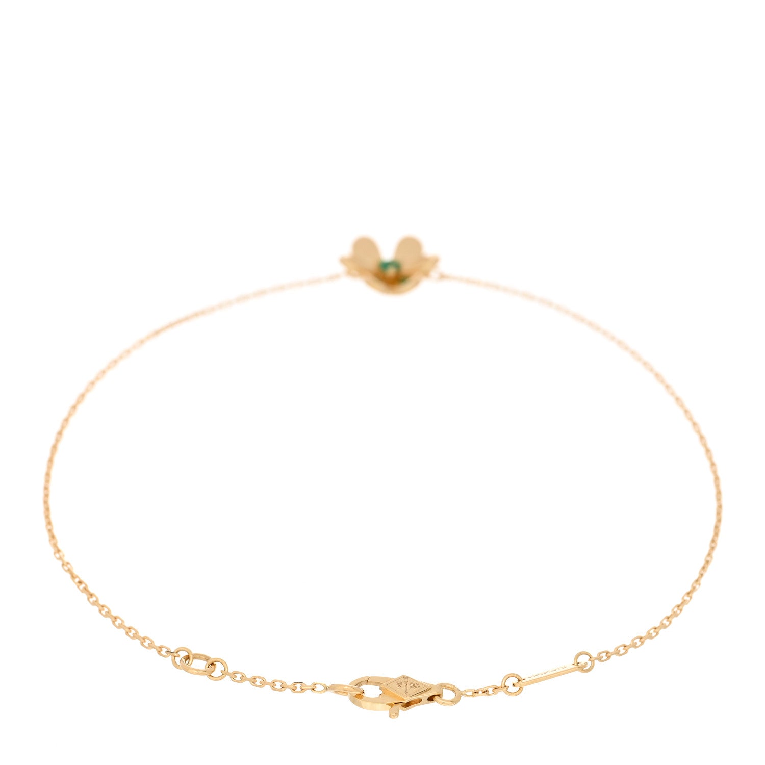 Van Cleef & Arpels 18K Yellow Gold Emerald Mini Frivole Bracelet 2 of 3