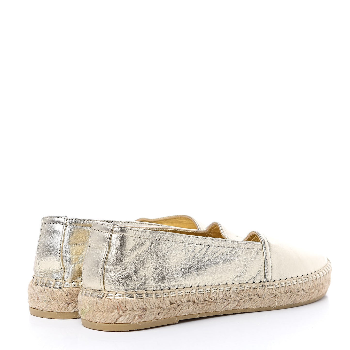 Metallic Lambskin Monogram Espadrilles 38 Platino