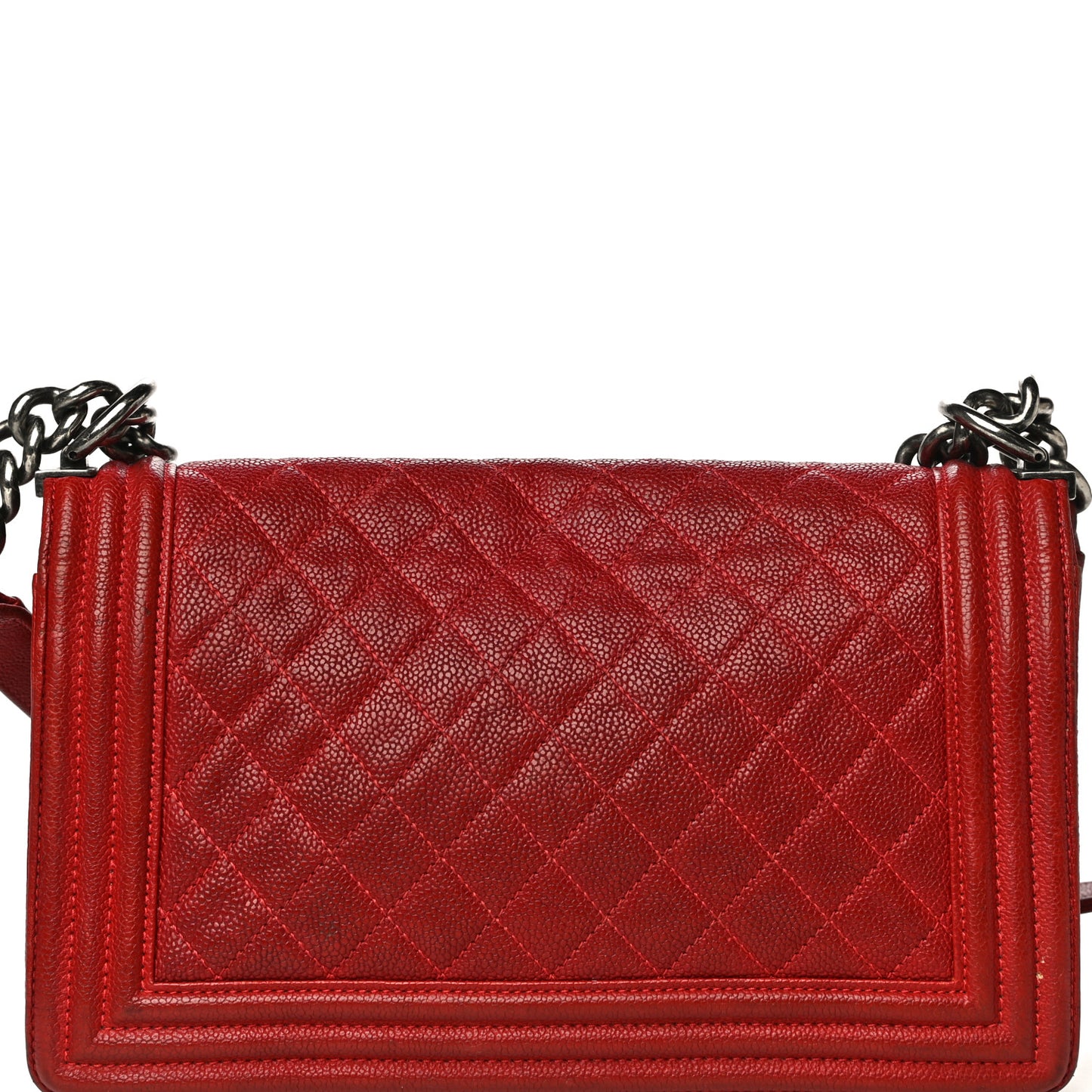 Caviar Quilted Medium Boy Flap Red