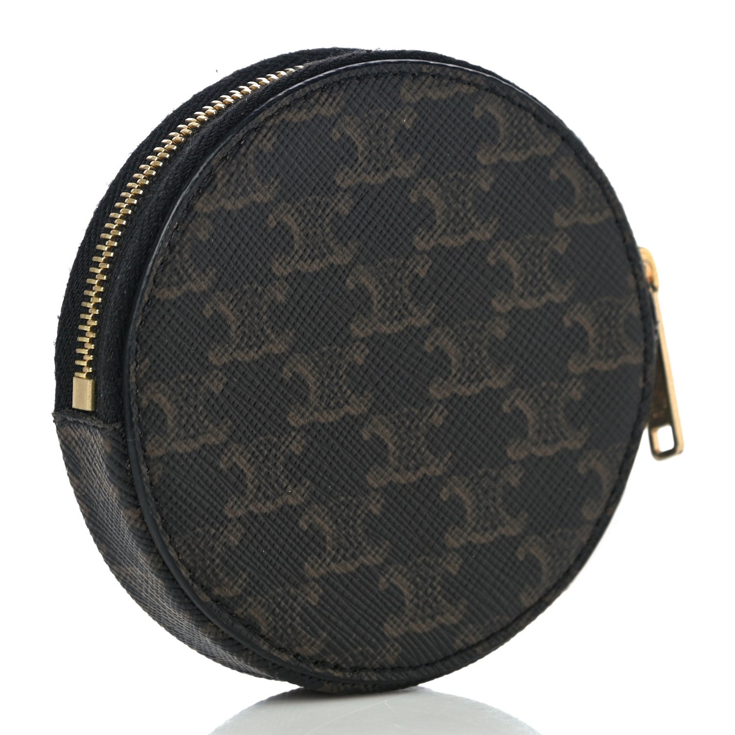 Celine Triomphe Canvas Round Zip Coin Purse 3 of 12