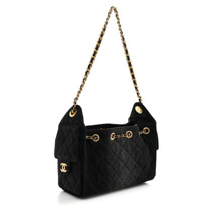 Chanel Washed Denim Quilted Mini Chanel 25 Handbag Black 3 of 11