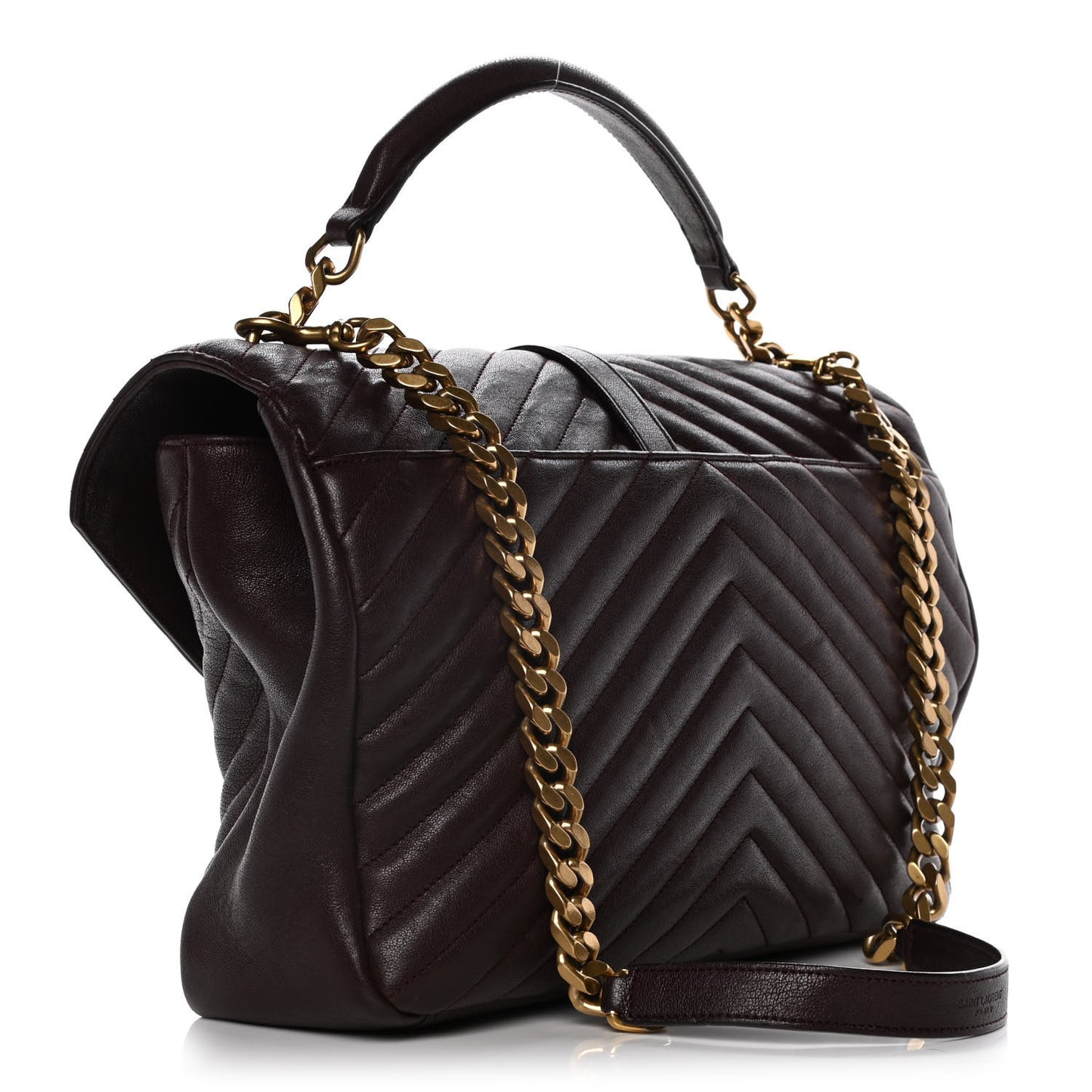 Sheepskin Matelasse Chevron Monogram Large College Satchel Bordeaux