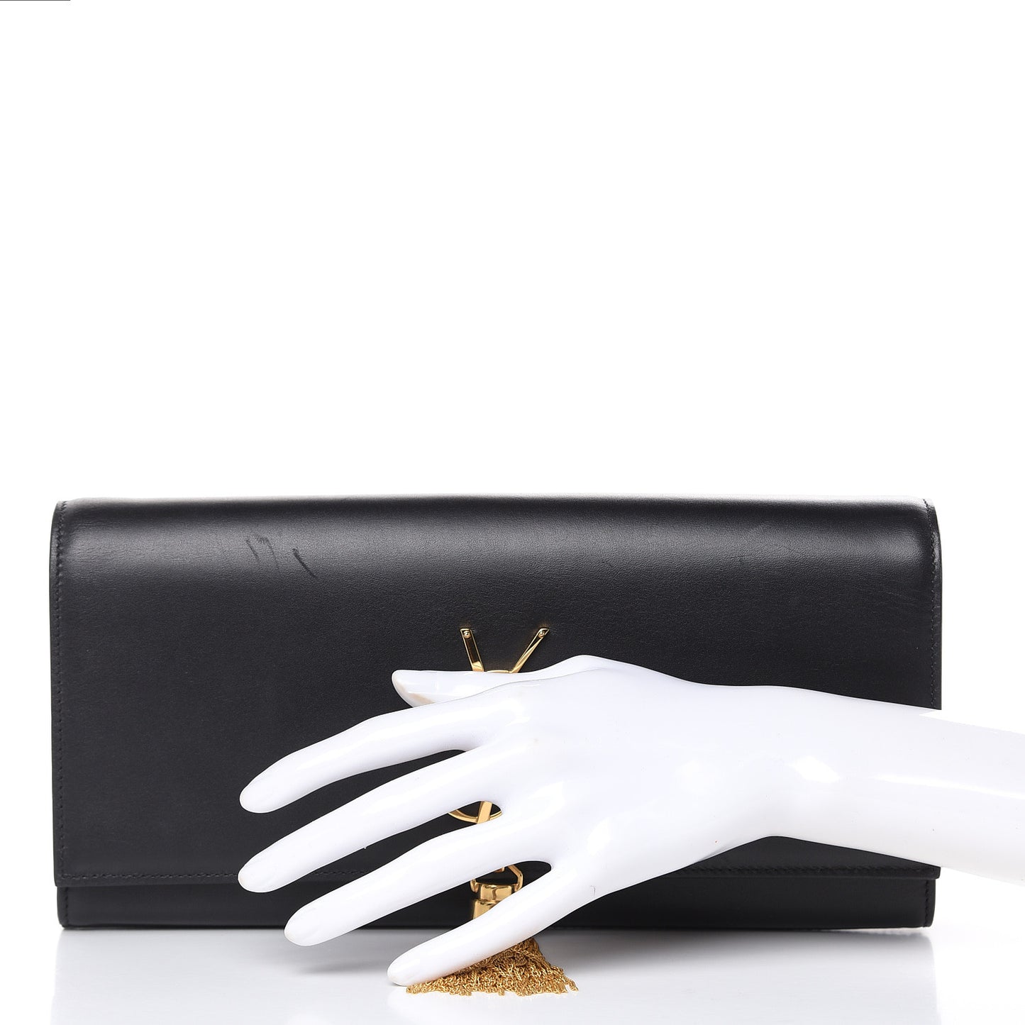 Calfskin Classic Monogram Tassel Clutch Black