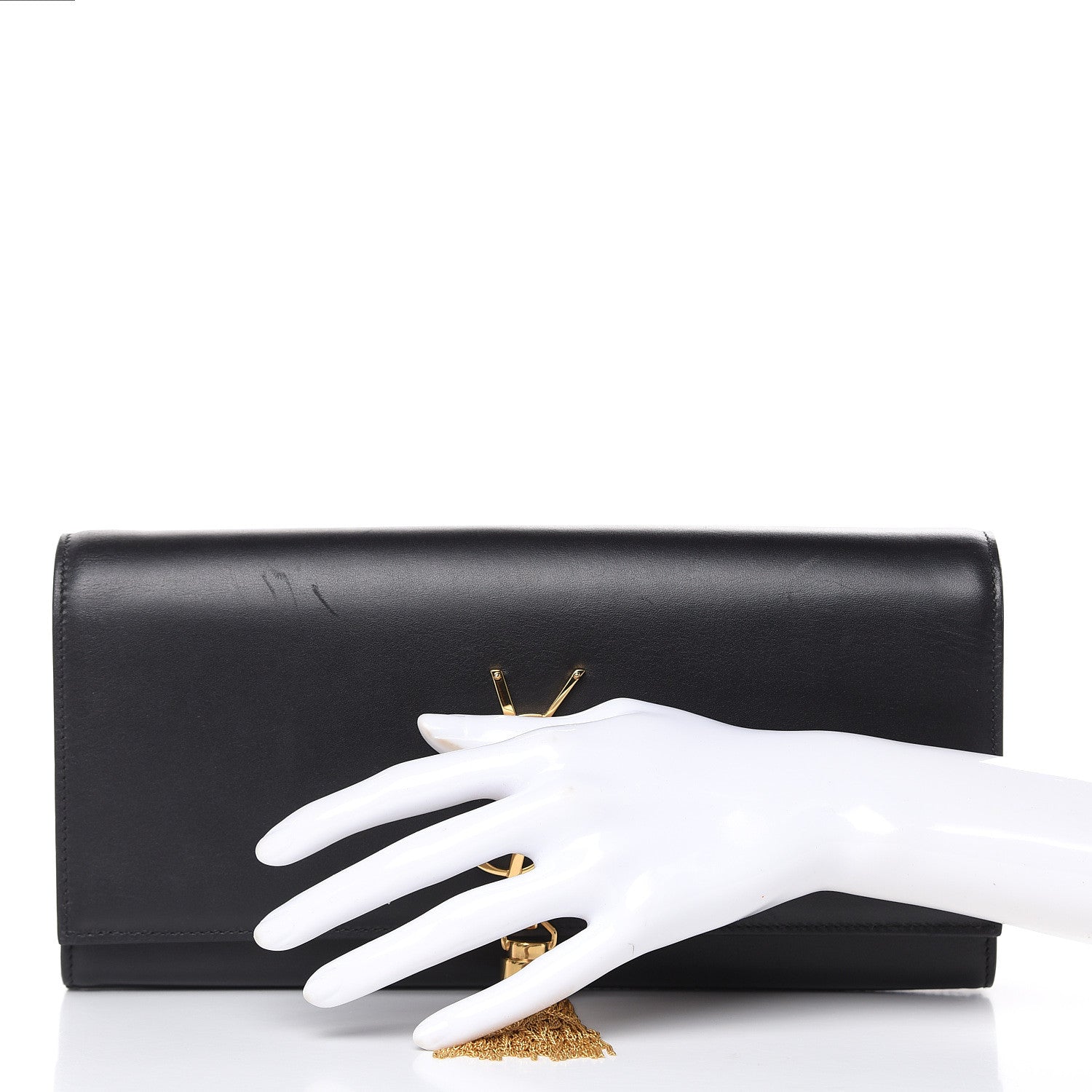 Saint Laurent Calfskin Classic Monogram Tassel Clutch Black 2 of 13