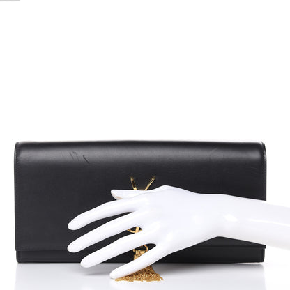 Saint Laurent Calfskin Classic Monogram Tassel Clutch Black 2 of 13