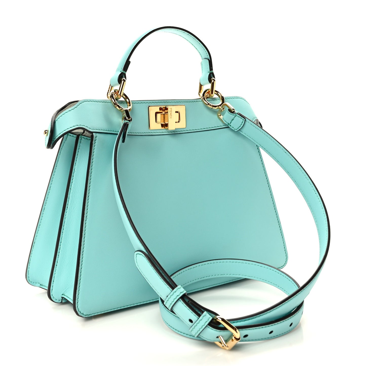 Vitello Seta Shiny Nappa Small Peekaboo I SEE U Satchel Real Tiffany White