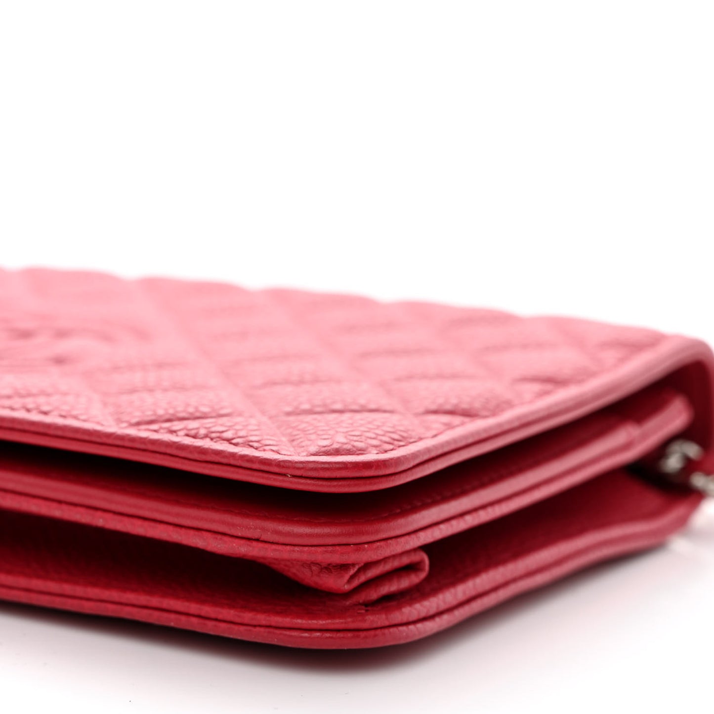 Caviar Quilted Diamond CC Wallet On Chain WOC Red