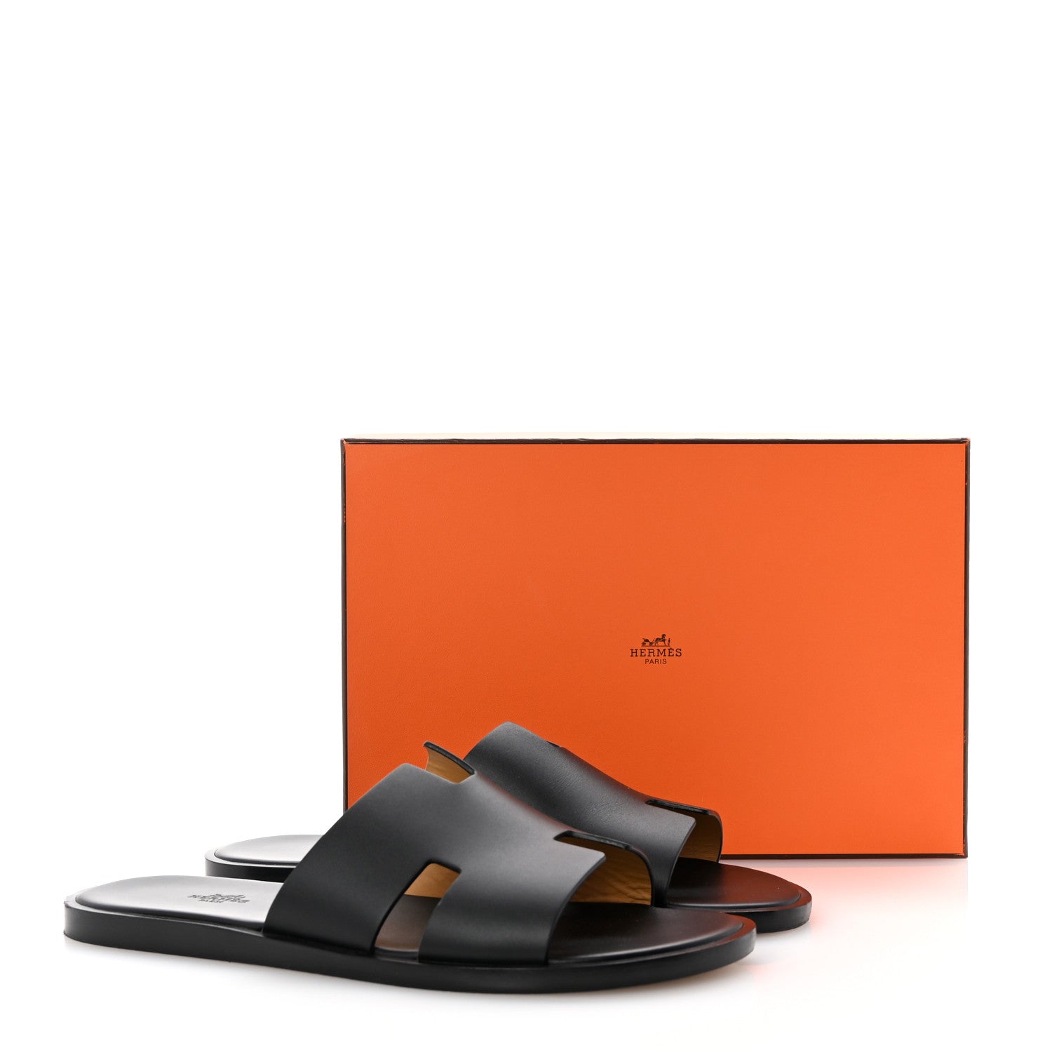 Hermes Calfskin Mens Izmir Sandals 44 Black 10 of 10