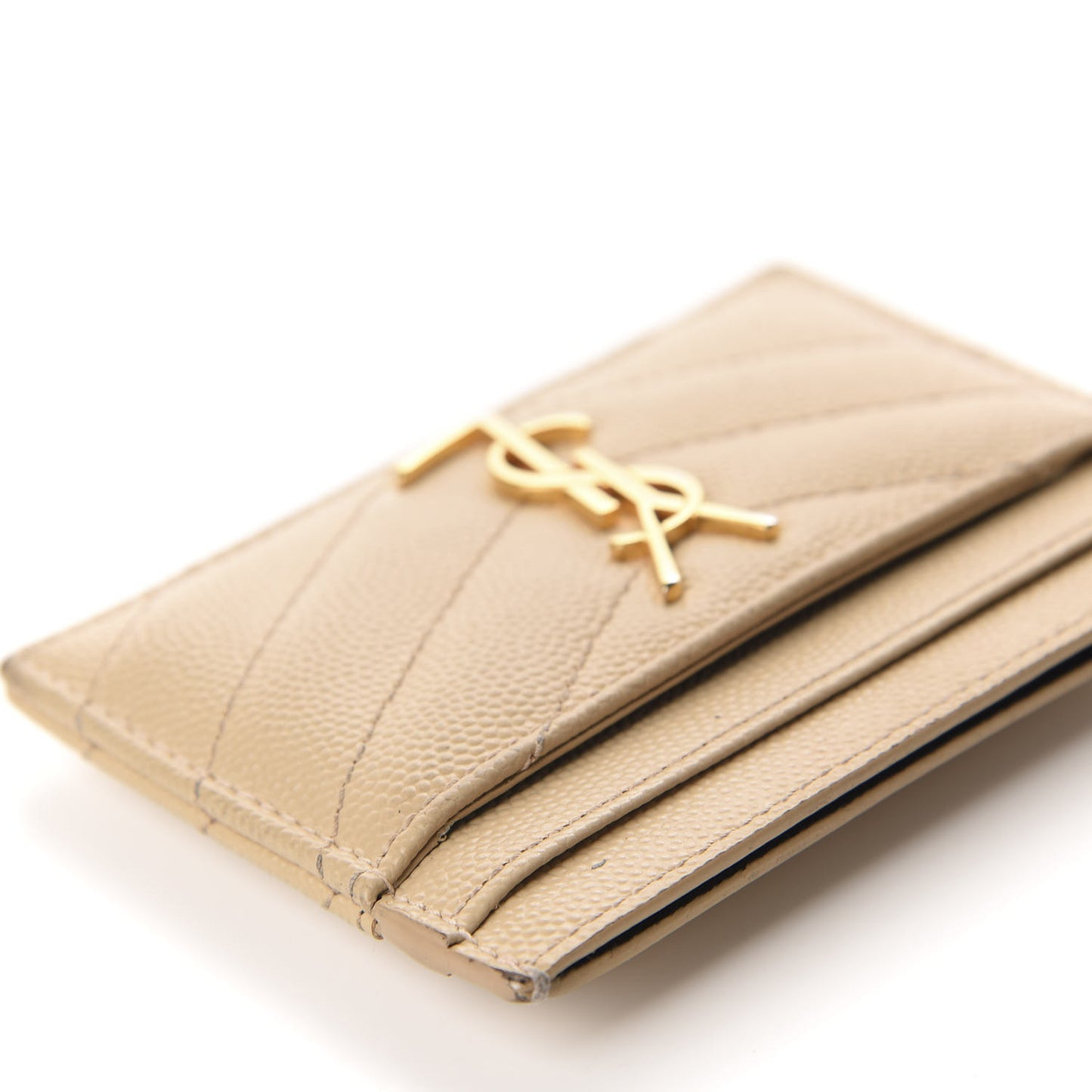 Grain De Poudre Matelasse Chevron Monogram Credit Card Case Nude Powder