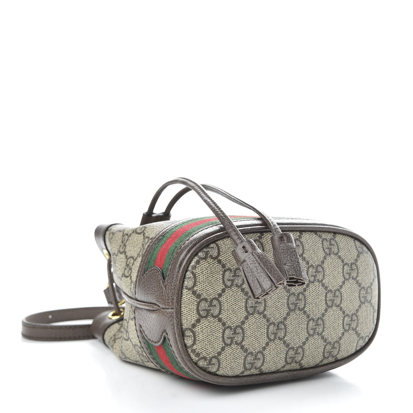 GG Supreme Monogram Web Mini Ophidia Bucket Bag Brown