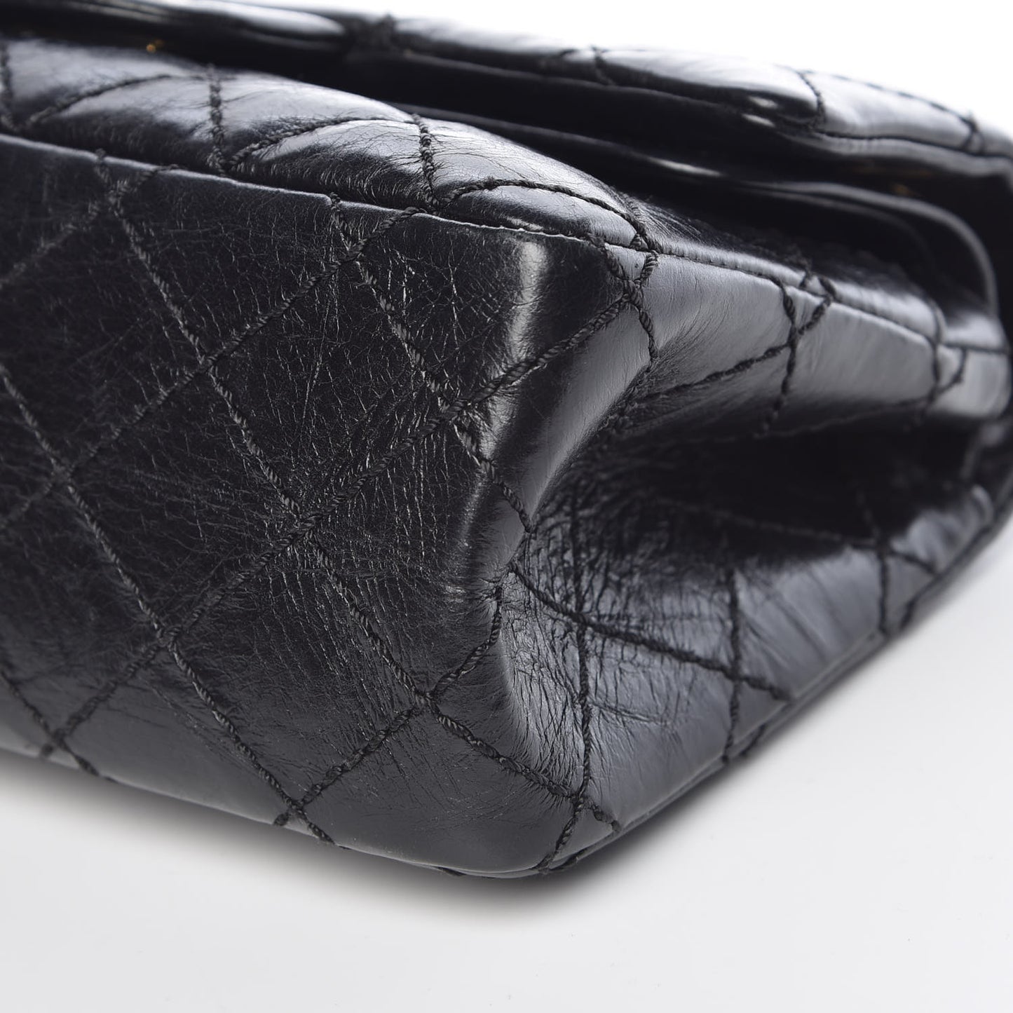 Aged Calfskin Quilted 2.55 Reissue 224 Flap Black