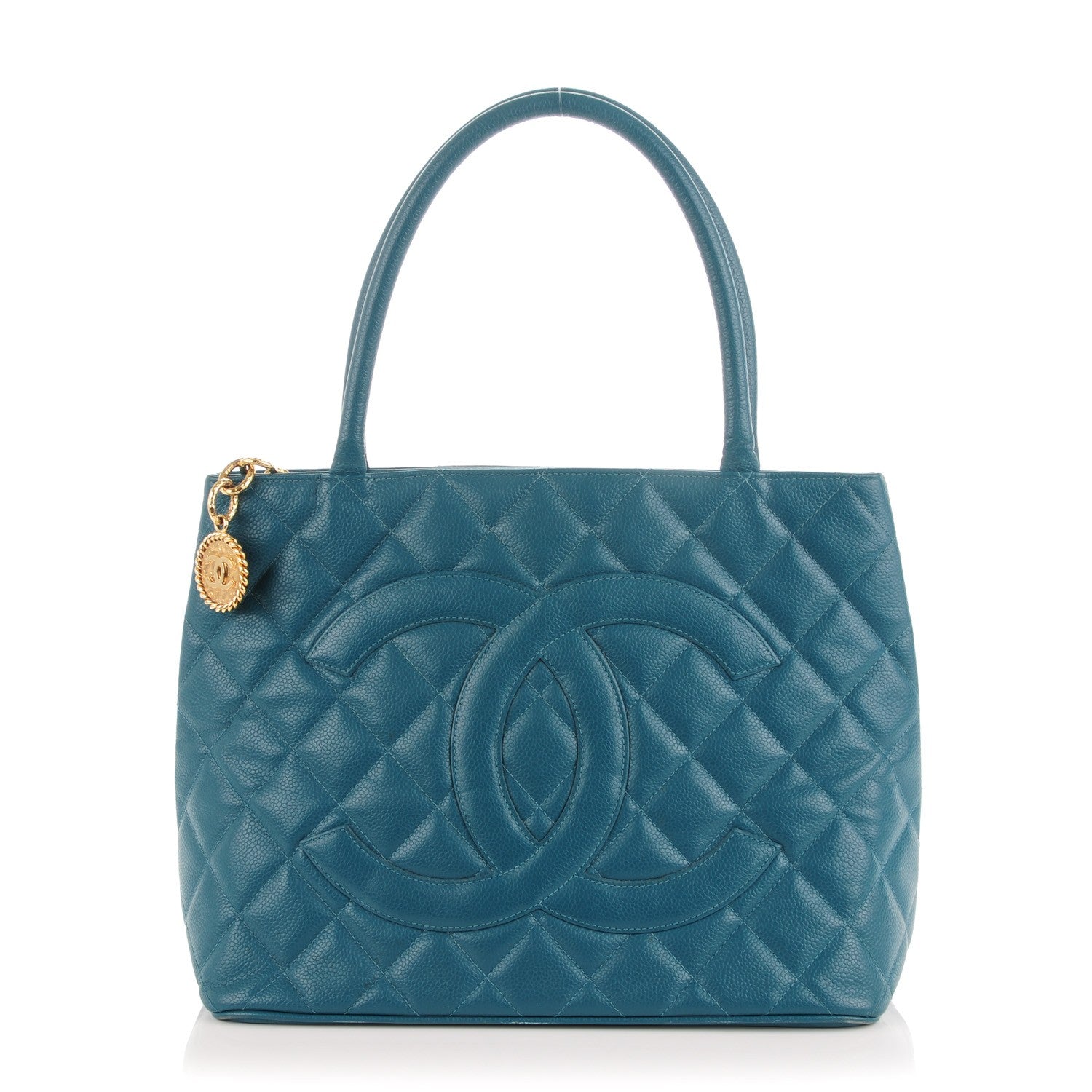 Chanel Caviar Quilted Medallion Tote Turquoise 1 of 8
