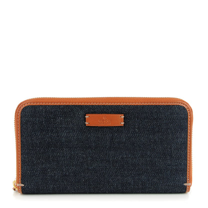 Gucci Denim Zip Around Wallet Blue Saffron 1 of 7