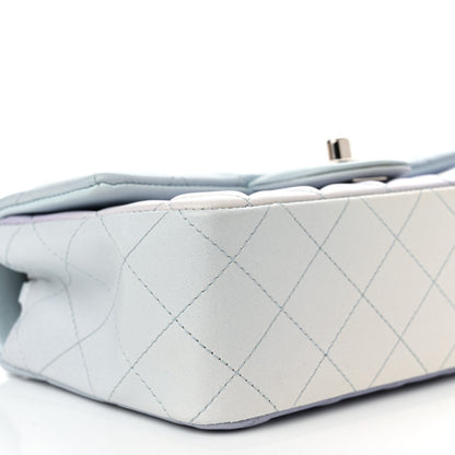 Chanel Perforated Lambskin Quilted Mini Rectangular Flap Light Blue Light Purple White 9 of 11