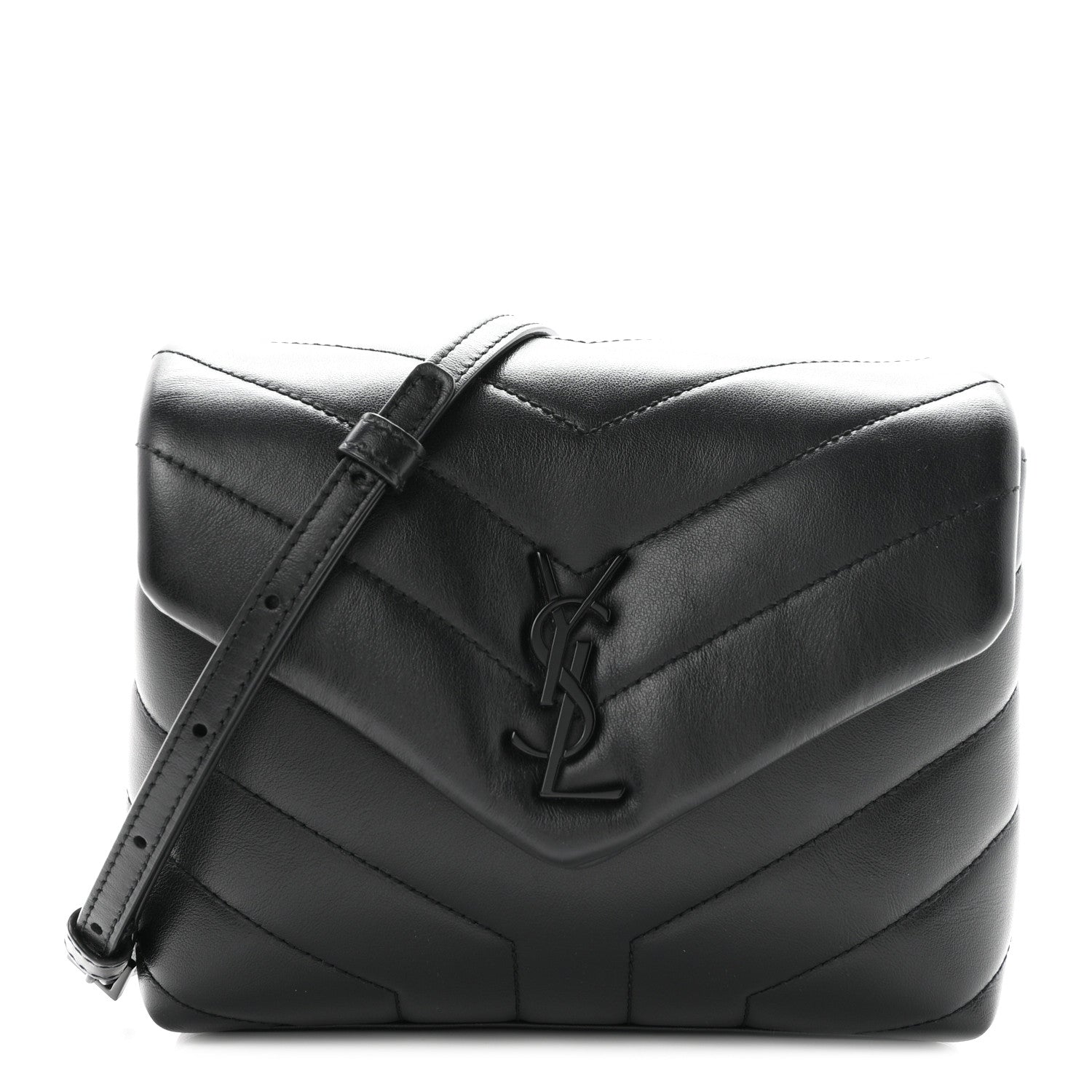 Saint Laurent Calfskin Y Quilted Monogram Monochrome Toy Loulou Crossbody Bag Black 1 of 9