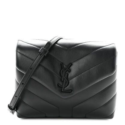 Saint Laurent Calfskin Y Quilted Monogram Monochrome Toy Loulou Crossbody Bag Black 1 of 9