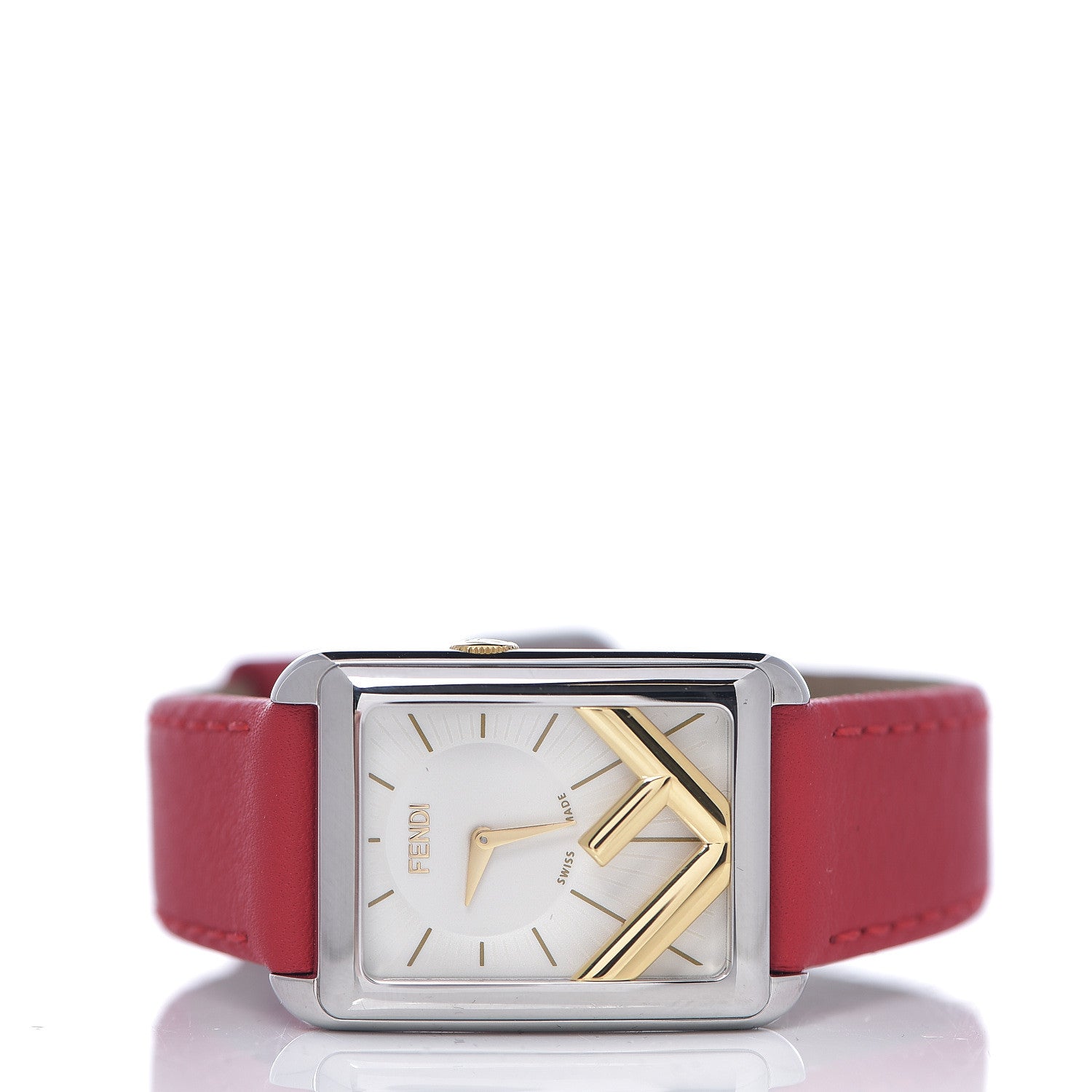 Fendi Stainless Steel Calfskin 22mm Run Away Quartz Watch Red 2 of 7